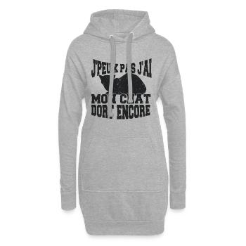 J'peux Pas J'ai Mon Chat Dort Encore - Sweat-shirt à capuche long Femme - gris chiné - Devant