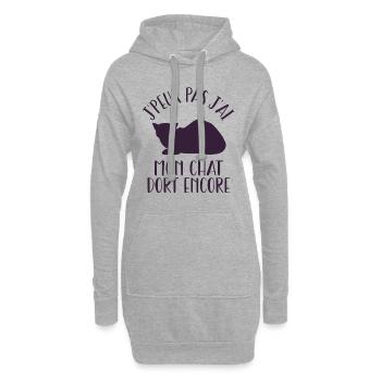 J'Peux Pas J'ai Mon Chat Dort Encore - Sweat-shirt à capuche long Femme - gris chiné - Devant