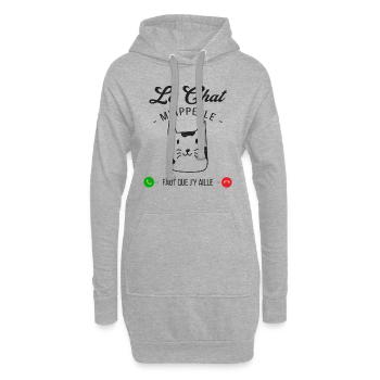 Le Chat M'appelle Faut Que J'y Aille - Sweat-shirt à capuche long Femme - gris chiné - Devant