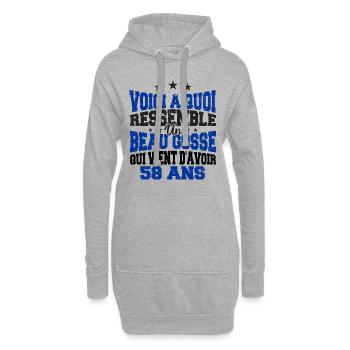 Voici à Quoi Ressemble Un BeauGosse 58 ans, Cadeau - Sweat-shirt à capuche long Femme - gris chiné - Devant