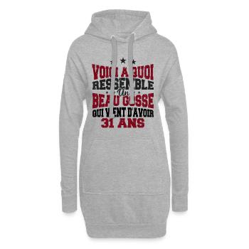 Voici à Quoi Ressemble Un BeauGosse 31 ans, Cadeau - Sweat-shirt à capuche long Femme - gris chiné - Devant