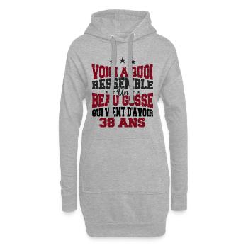 Voici à Quoi Ressemble Un BeauGosse 38 ans, Cadeau - Sweat-shirt à capuche long Femme - gris chiné - Devant