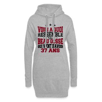 Voici à Quoi Ressemble Un BeauGosse 37 ans, Cadeau - Sweat-shirt à capuche long Femme - gris chiné - Devant