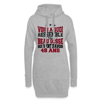 Voici à Quoi Ressemble Un BeauGosse 48 ans, Cadeau - Sweat-shirt à capuche long Femme - gris chiné - Devant