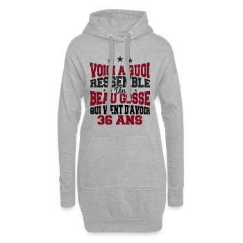 Voici à Quoi Ressemble Un BeauGosse 36 ans, Cadeau - Sweat-shirt à capuche long Femme - gris chiné - Devant