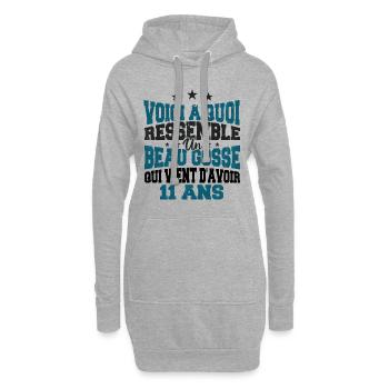 Voici à Quoi Ressemble Un BeauGosse 11 ans, Cadeau - Sweat-shirt à capuche long Femme - gris chiné - Devant