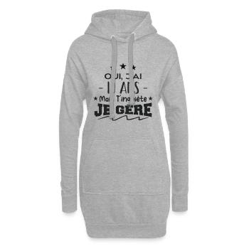 Oui, j'ai 10 ans mais t'inquiète, je gère - Sweat-shirt à capuche long Femme - gris chiné - Devant