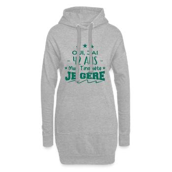 Oui, j'ai 42 ans mais t'inquiète, je gère - Sweat-shirt à capuche long Femme - gris chiné - Devant