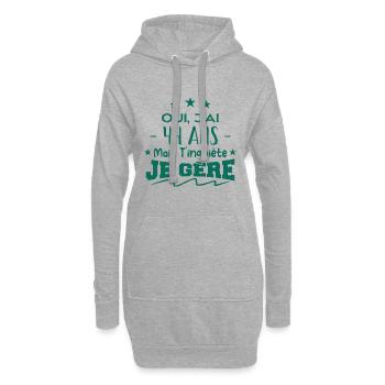 Oui, j'ai 44 ans mais t'inquiète, je gère - Sweat-shirt à capuche long Femme - gris chiné - Devant