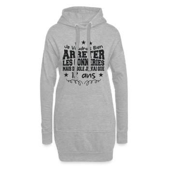 conneries 12 ans / cadeau anniversaire 12 ans - Sweat-shirt à capuche long Femme - gris chiné - Devant