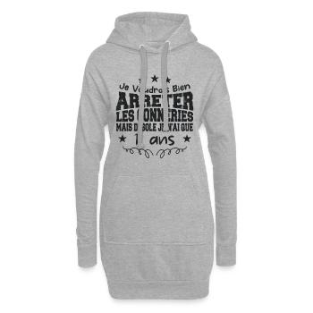 conneries 11 ans / cadeau anniversaire 11 ans - Sweat-shirt à capuche long Femme - gris chiné - Devant