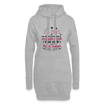 humour anniversaire 23 ans - Sweat-shirt à capuche long Femme - gris chiné - Devant