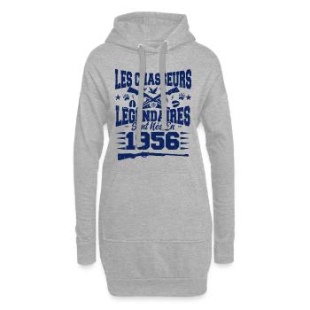 Chasseur légendaire nées en 1956 anniversaire - Sweat-shirt à capuche long Femme - gris chiné - Devant