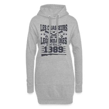 Chasseur légendaire nées en 1989 anniversaire - Sweat-shirt à capuche long Femme - gris chiné - Devant