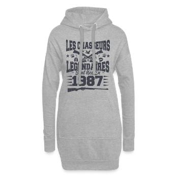 Chasseur légendaire nées en 1987 anniversaire - Sweat-shirt à capuche long Femme - gris chiné - Devant