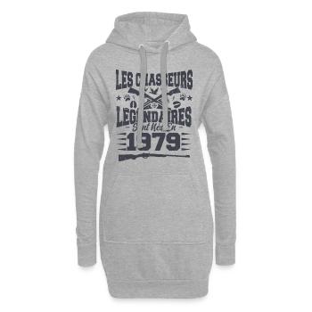 Chasseur légendaire nées en 1979 anniversaire - Sweat-shirt à capuche long Femme - gris chiné - Devant