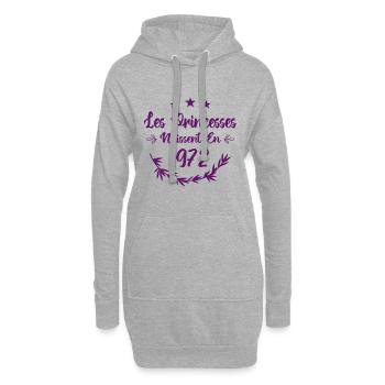 Les princesses naissent en 1972 - Sweat-shirt à capuche long Femme - gris chiné - Devant