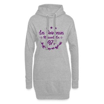 Les princesses naissent en 1977 - Sweat-shirt à capuche long Femme - gris chiné - Devant