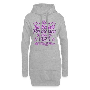 Les Vraies Princesses Sont Nées En 1983 - Sweat-shirt à capuche long Femme - gris chiné - Devant