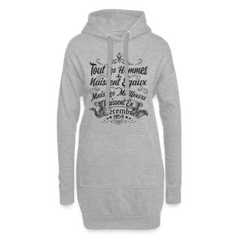 les meilleurs naissent en décembre / Décembre 1954 - Sweat-shirt à capuche long Femme - gris chiné - Devant