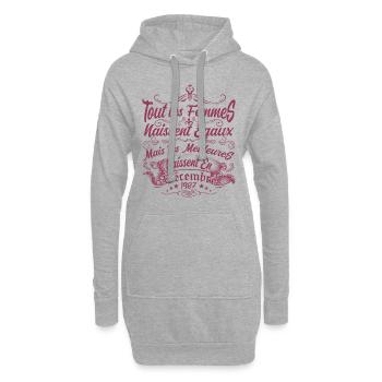 les meilleures naissent en décembre, Décembre 1987 - Sweat-shirt à capuche long Femme - gris chiné - Devant