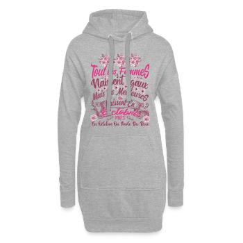 Anniversaire octobre 1983, octobre rose cadeau - Sweat-shirt à capuche long Femme - gris chiné - Devant