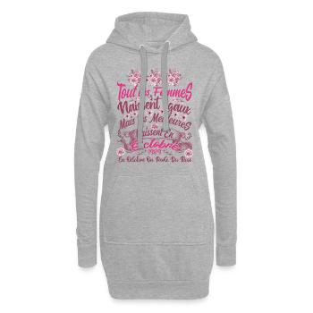 Anniversaire octobre 1989, octobre rose cadeau - Sweat-shirt à capuche long Femme - gris chiné - Devant