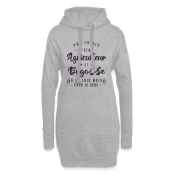 Agriculteur Bogosse Humour | cadeau d'anniversaire - Sweat-shirt à capuche long Femme - gris chiné - Devant
