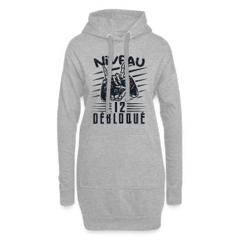 Niveau 12 Débloqué | cadeau de joueur - Sweat-shirt à capuche long Femme - gris chiné - Devant