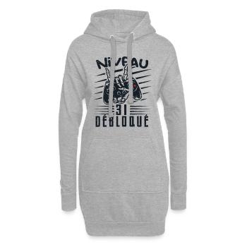 Niveau 31 Débloqué | cadeau de joueur - Sweat-shirt à capuche long Femme - gris chiné - Devant