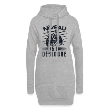 Niveau 51 Débloqué | cadeau de joueur - Sweat-shirt à capuche long Femme - gris chiné - Devant