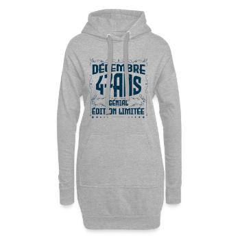 DÉCEMBRE 47 Ans | Édition limitée - Sweat-shirt à capuche long Femme - gris chiné - Devant