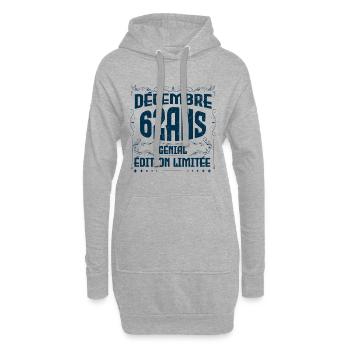 DÉCEMBRE 62 Ans | Édition limitée - Sweat-shirt à capuche long Femme - gris chiné - Devant