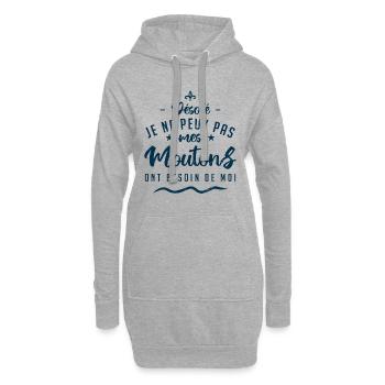 Désolé mes moutons ont besoin de moi - Sweat-shirt à capuche long Femme - gris chiné - Devant