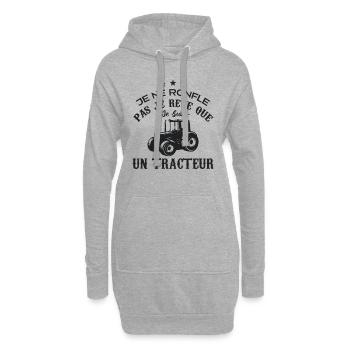 Je ne ronfle pas je rêve que je suis un tracteur - Sweat-shirt à capuche long Femme - gris chiné - Devant