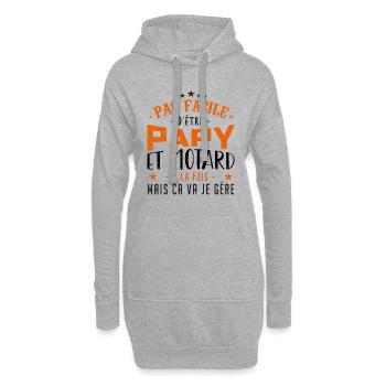 Papy motard moto | fête des pères - Sweat-shirt à capuche long Femme - gris chiné - Devant
