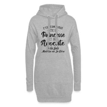 Princesse Avocate - Sweat-shirt à capuche long Femme - gris chiné - Devant