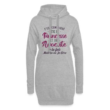 Princesse Avocate | cadeau métier - Sweat-shirt à capuche long Femme - gris chiné - Devant