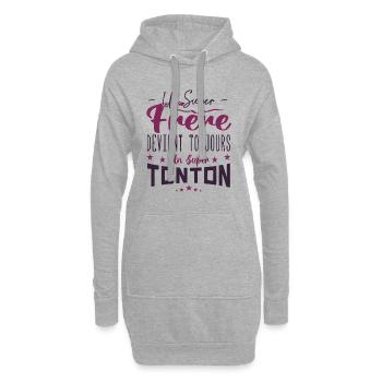 un super frère devient toujours un super tonton - Sweat-shirt à capuche long Femme - gris chiné - Devant