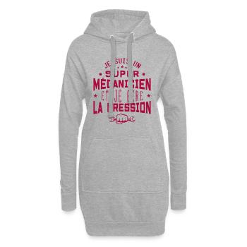 Super mécanicien Cadeau humour personnalisé - Sweat-shirt à capuche long Femme - gris chiné - Devant