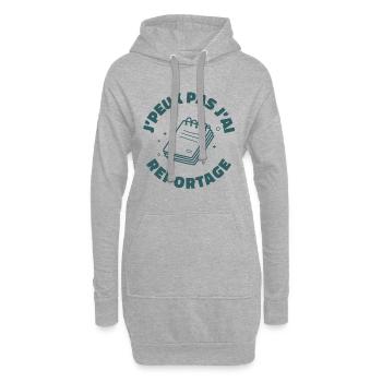 J'peux pas j'ai reportage | journaliste cadeau - Sweat-shirt à capuche long Femme - gris chiné - Devant