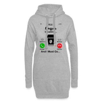 Kaffee ruft - Hoodie-Kleid - Grau meliert - Vorne