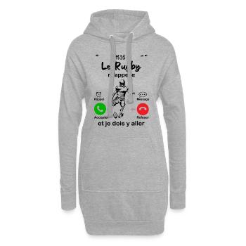 Le Rugby M'appelle. Et Je Dois Y Aller - Sweat-shirt à capuche long Femme - gris chiné - Devant