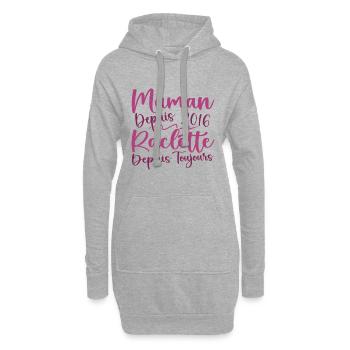 Maman depuis 2016 Raclette depuis toujours, Cadeau - Sweat-shirt à capuche long Femme - gris chiné - Devant