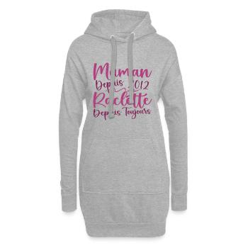 Maman depuis 2012 Raclette depuis toujours, Cadeau - Sweat-shirt à capuche long Femme - gris chiné - Devant