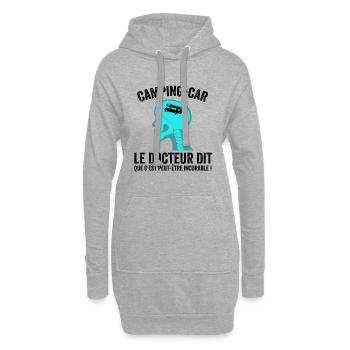 Camping-car Humour Docteur Dit, Camping-car drôle - Sweat-shirt à capuche long Femme - gris chiné - Devant