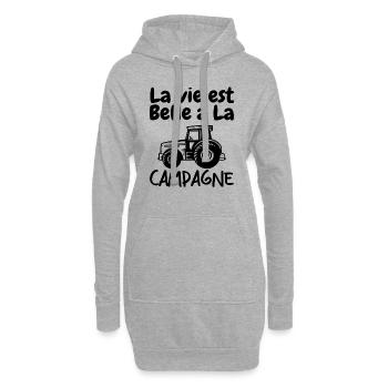 La Vie est Belle à La Campagne - Sweat-shirt à capuche long Femme - gris chiné - Devant
