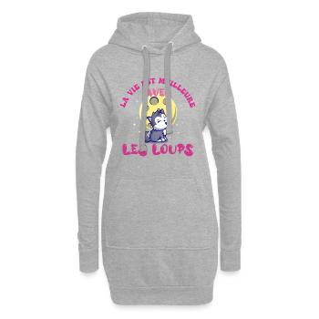 Enfant Fille La Vie Est Meilleure avec les Loups - Sweat-shirt à capuche long Femme - gris chiné - Devant