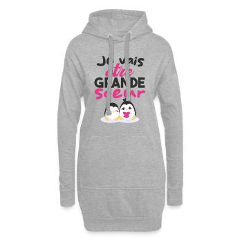Future Grande Sœur | Annonce Grande Soeur Cadeau - Sweat-shirt à capuche long Femme - gris chiné - Devant