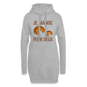 Annonce Grossesse Humour | Je Mange Pour Deux - Sweat-shirt à capuche long Femme - gris chiné - Devant
